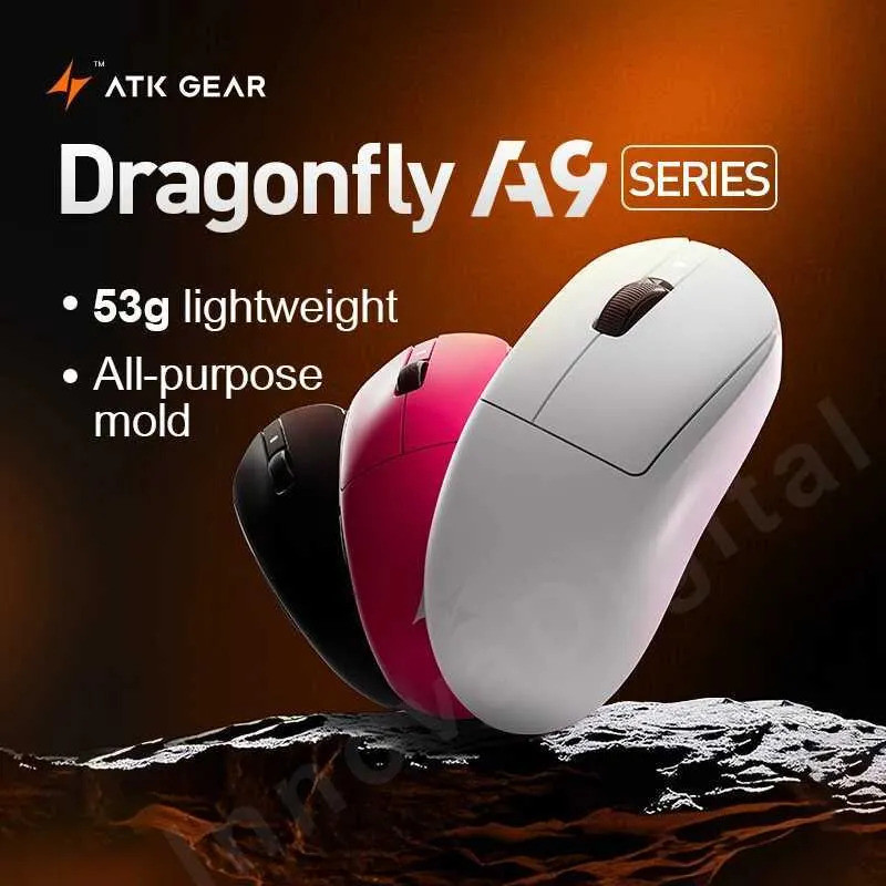 Chuột chơi game thể thao điện tử siêu không dây ATK Dragonfly A9 Siêu nhẹ Tri-mode Dual 8K Ergonomic