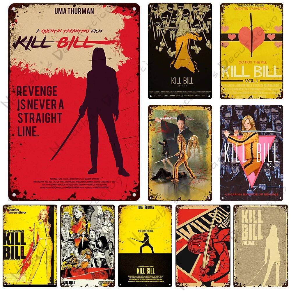 Kill Bill Retro Poster Phim Cổ Điển Kim Loại Ký Hiệu Rusty Tấm Kim Loại Trang Trí Công Nghiệp Mảng K