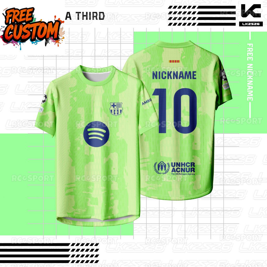 Jersey bóng đá Barca tùy chỉnh tên, phong cách retro phù hợp cho cả nam và nữ