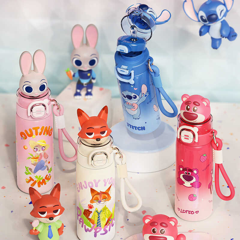 Stitch Trẻ Em Cốc Nước Juxing Đôi Bình Giữ Nhiệt Uống Nam Nữ Sinh Hoạt Hình Dễ Thương 316 Ống Hút Cố