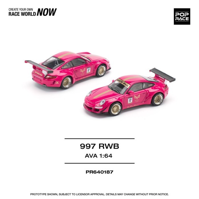 Mẫu xe thể thao PopRace 164 RWB997 GT Wing Phiên bản sửa đổi thân rộng Thích hợp cho Porsche