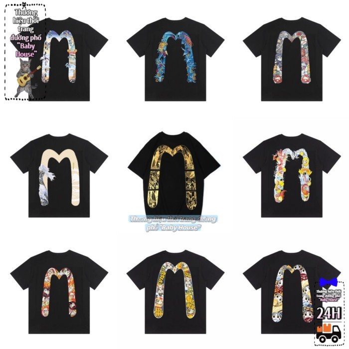 Kho Hà Nội🚚Áo thun cotton dày dặn mới hợp thời trang của Nhật Bản Daruma Shenlong Seagull lớn chữ M 