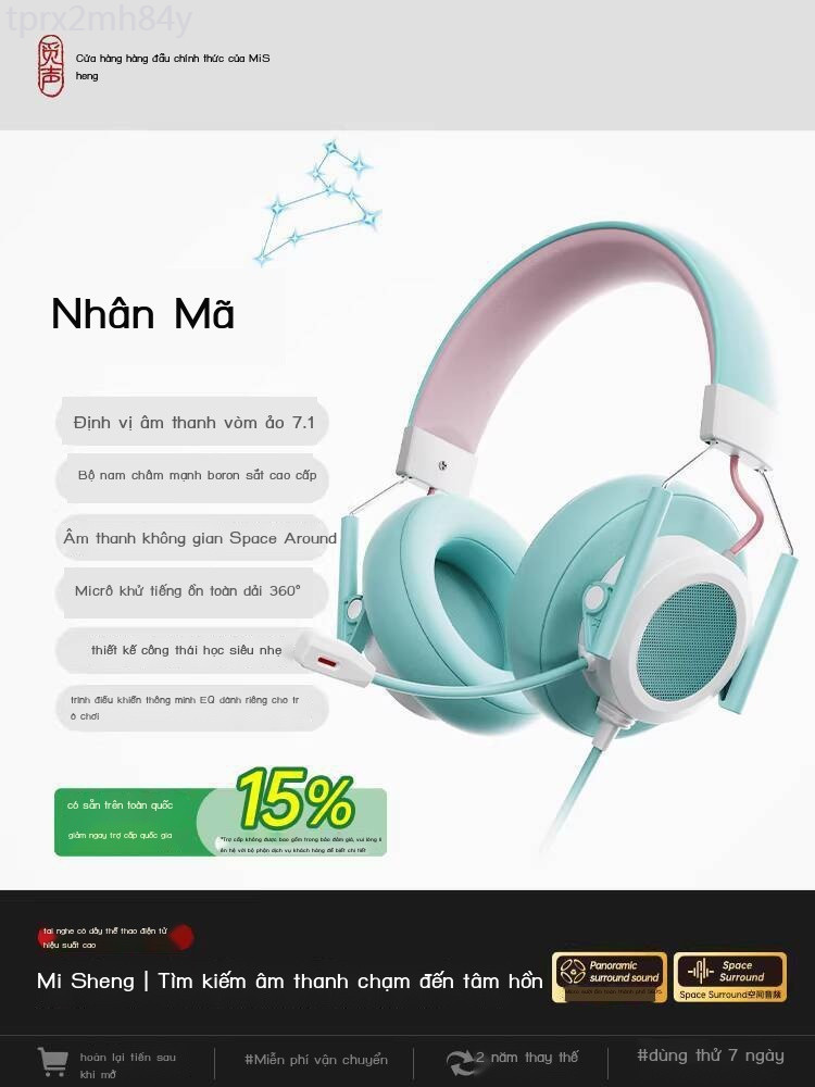 [Siêu Sale] Tai có dây MiSheng Sagittarius, tai nghe chơi game chuyên dụng cho máy tính để bàn, mic