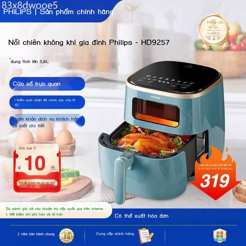 [Ảnh thật/Sẵn] Philips Visual Air Fryer HD9257 Mới, Nồi chiên không dầu điện gia đình đa chức năng,