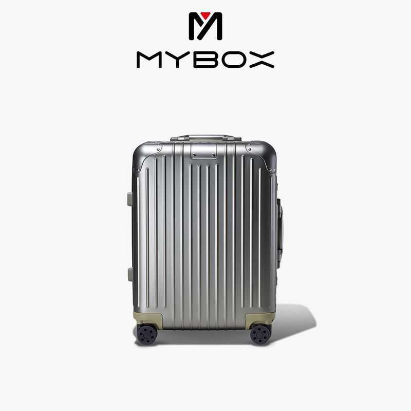 Vali hợp kim nhôm-magiê mybox 20inch bánh xe đa hướng giảm xóc, vali du lịch cao cấp có khóa mã số.