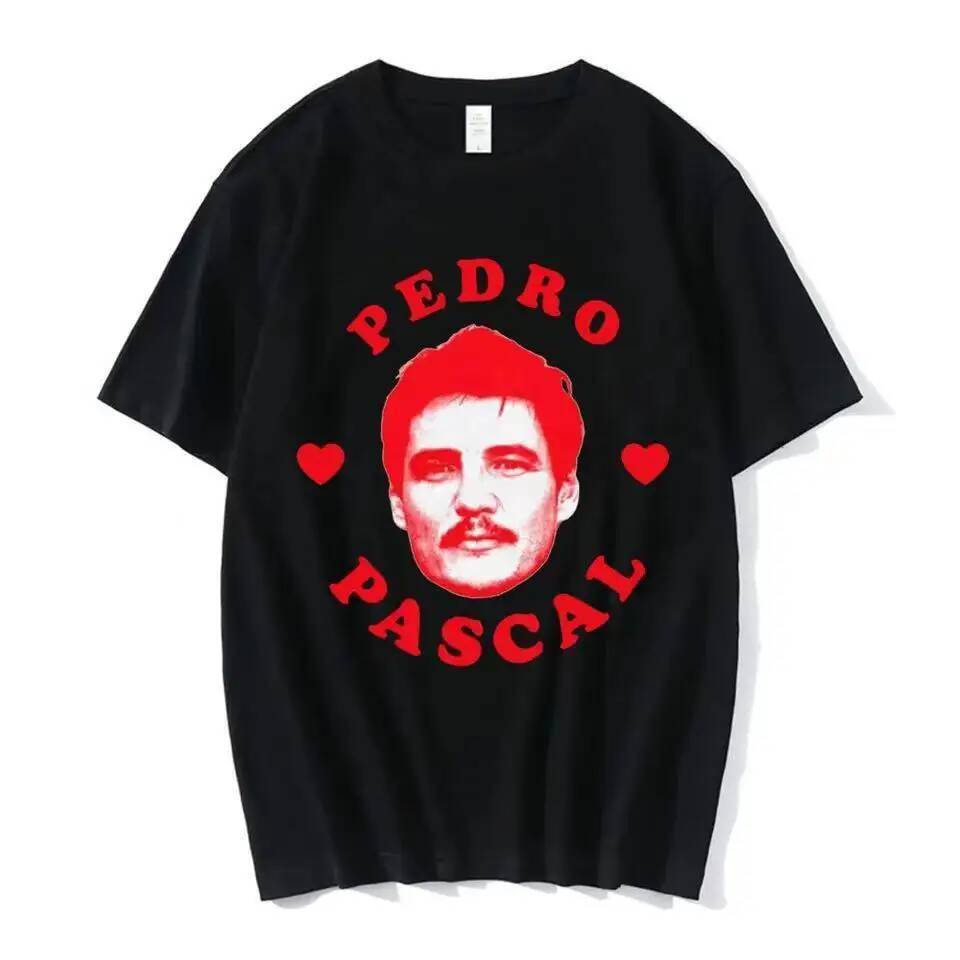 Áo thun ngắn tay cotton phong cách gothic dành cho nam với hình trái tim Pedro Pascal - 80107