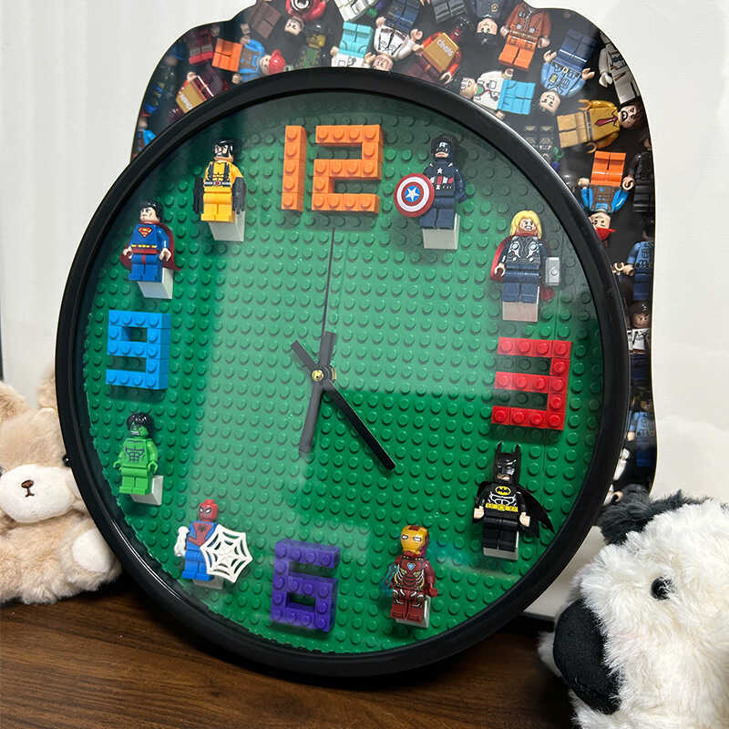 Hoạt Hình Hoạt Hình Khối Xây Dựng Minifigure Đồng Hồ Tương Thích Lego Treo Tường Trang Trí Tường Phò