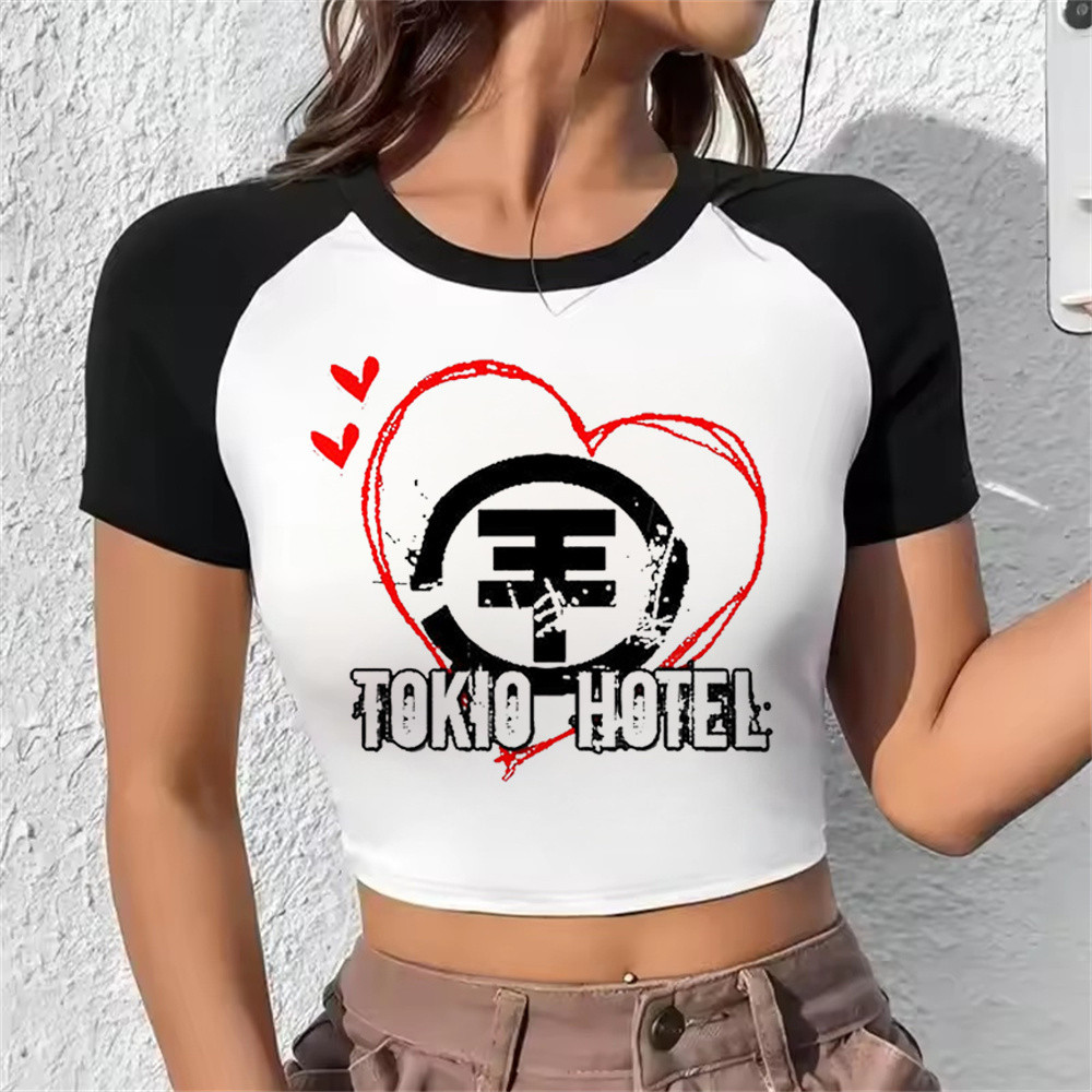 Áo CroptopTokio Hotel, style Shoujo Gyaru Nhật Bản & Hàn Quốc, phù hợp dự tiệc mùa hè