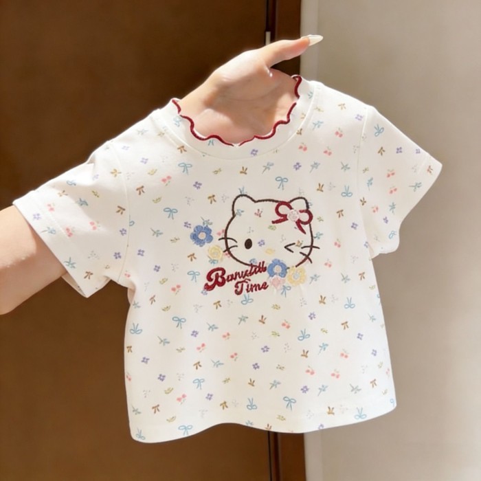 Girls Short-sleeved T-shirt Summer New Style Baby Clothes Summer Embroidered Children's Cloth