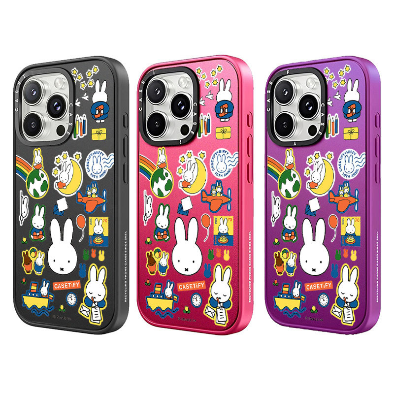 Miffy Rabbit Sticker Matte Acrylic TIFY Ốp Điện Thoại Cho iPhone 17 16 15 14 13 Pro Max Vỏ Hút Từ Tí