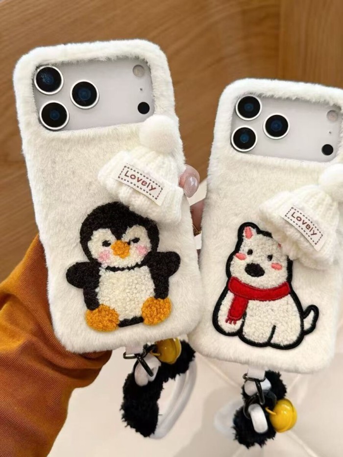 Ốp Điện Thoại Di Động Mùa Thu Đông Hoạt Hình Sang Trọng Mũ Chim Cánh Cụt Chó Thích Hợp Cho IPhone17P