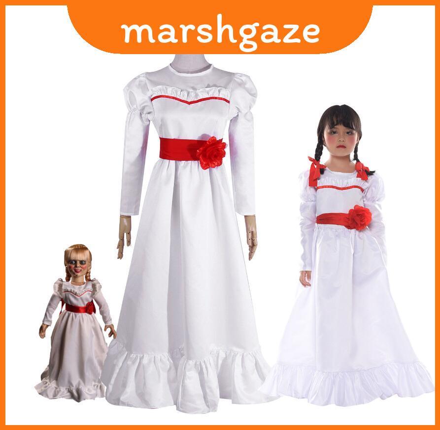 Búp bê Annabelle kinh dị với trang phục trắng đẹp cho sự kiện Halloween