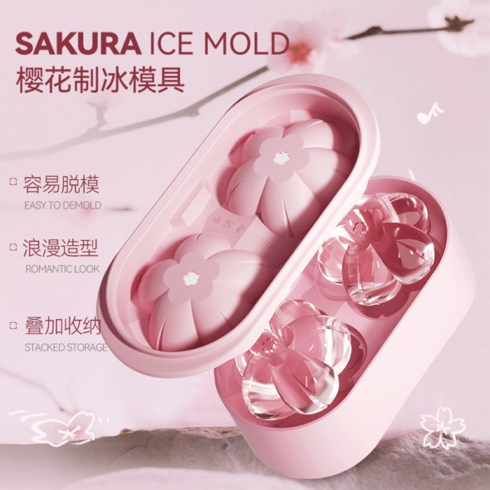 ♞,♘,♙Sáng Tạo Sakura Ice Maker Ice Cube Ice Maker Whisky Sáng Tạo DIY Khuôn Tủ Lạnh Ice Cube Ice Tra
