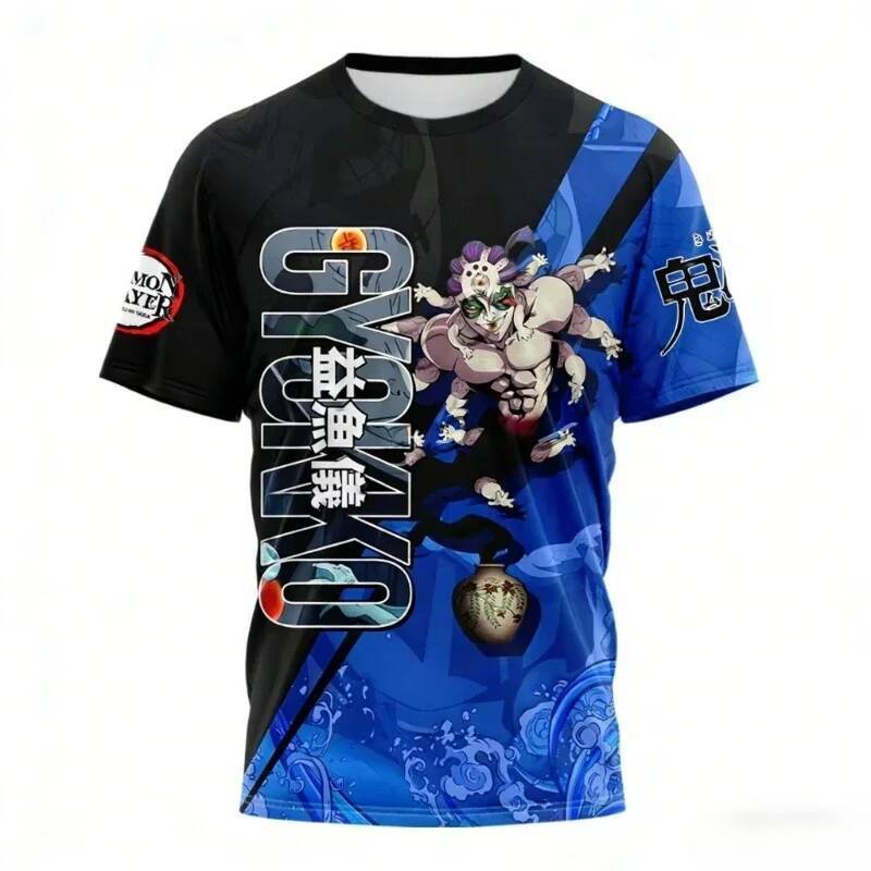 Áo Thun Graphic Tee Demon Slayer Gyokko 3D In - Tay Ngắn Cổ Tròn, Phù Hợp Dạo Phố