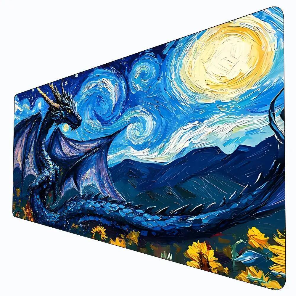 Van Gogh thiết kế rồng khổng lồ MTG Playmat Magic Card Battle Mat Chống trượt Stitched Edge Commande