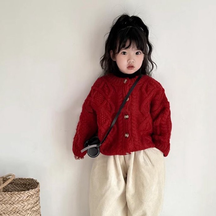 Áo Len Trẻ Em Ankara Hồng Ngoại Cardigan Xuân Thu Phong Cách Bé Trai Và Bé Gái Áo Len Cáp Xoắ