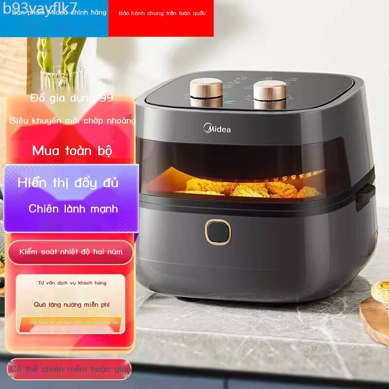 [SALE] Nồi không dầu Midea trong suốt, nồi điện gia đình, dung tích lớn, máy chiên khoai tây đa chứ