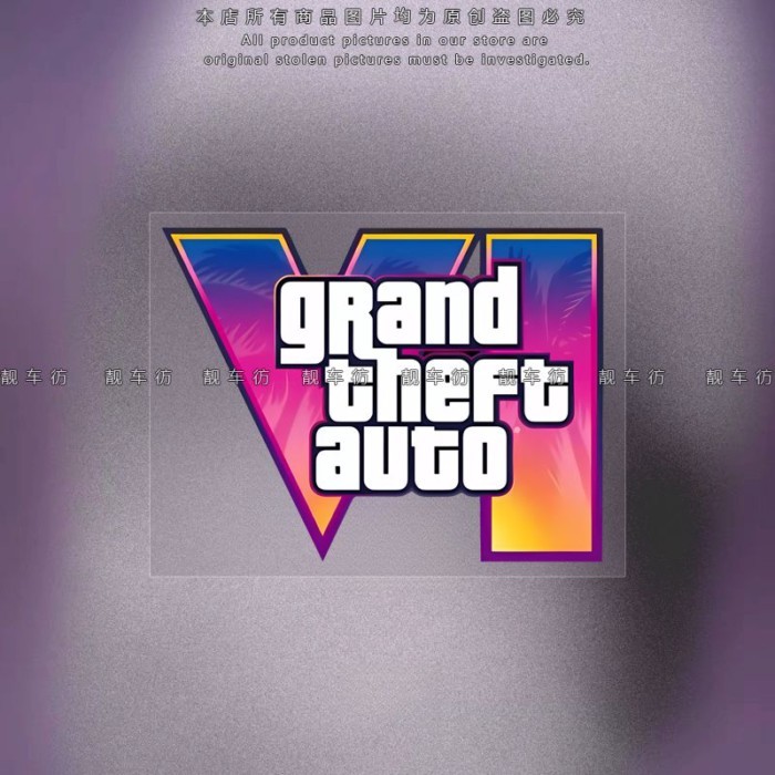 GTA6 Logo Xe Miếng Dán Nhãn Dán GTA5 Logo R Ngôi Sao Trò Chơi Xe Hơi Miếng Dán Phía Sau Tam Giác Cửa