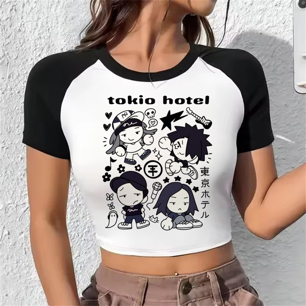 Nhạc Tokio Khách sạn crop top nữ Nhật Bản grunge gothic Gyaru cutecore top tees gyaru anime grunge