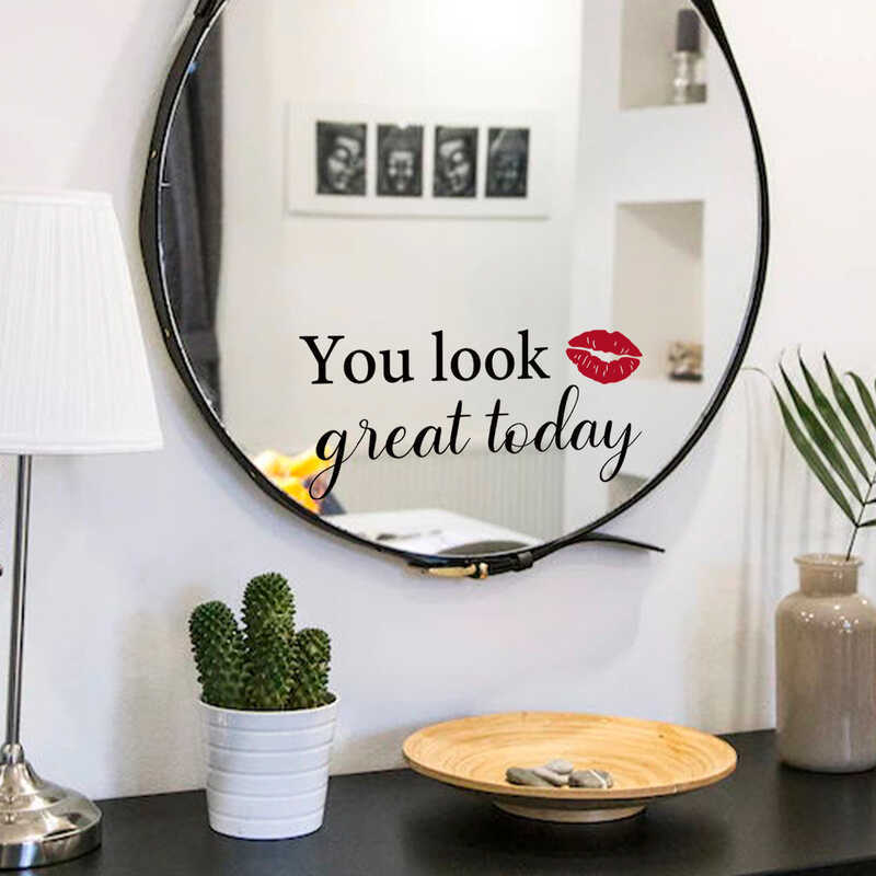 CT2033-KQ Đơn Giản Tiếng Anh Bạn Nhìn Môi Đỏ Kính Miếng Dán Gương Miếng Dán Trang Trí Nhà Cửa Dán Tư