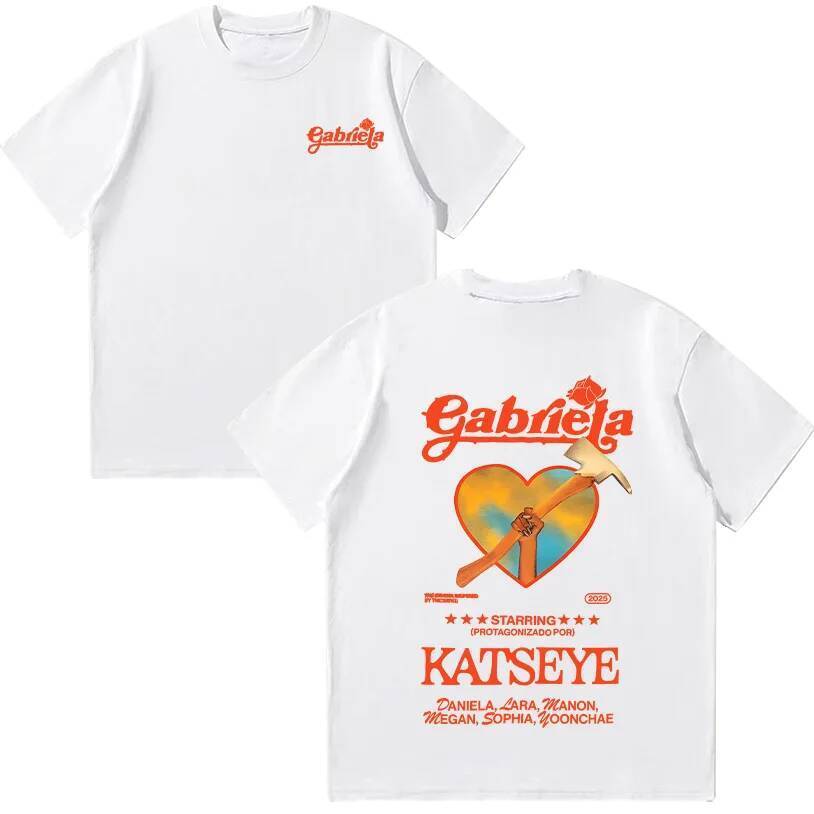 Katseye Gabriela Tee KATSEYE Mùa Hè Cotton Áo Nữ Tay Ngắn Y2K Thời Trang Hàng Đầu Cổ Tròn Cao Cấp Áo