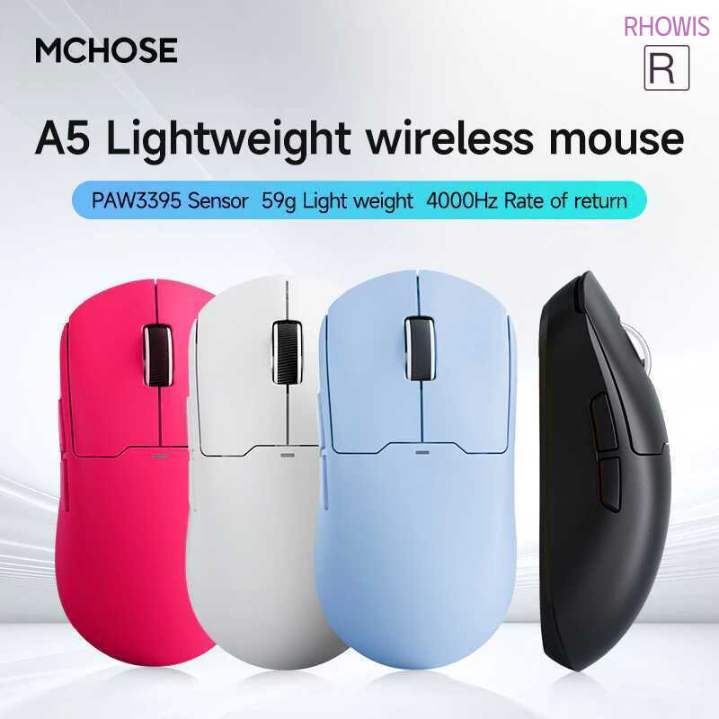 Mới Chuột MCHOSE A5 V2 Ultra Ba Chế Độ Nhẹ Độ Trễ Thấp PAW3395