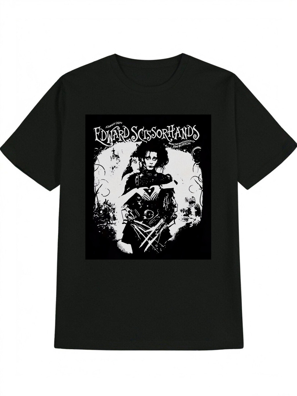 Áo nam họa tiết Edward Scissorhands - Đen, cổ tròn, tay ngắn, phù hợp mùa hè