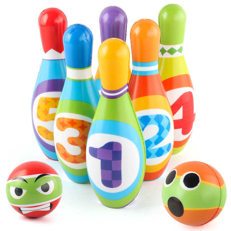 Trẻ Em Trong Nhà Thể Thao Bóng Đồ Chơi Chắc Chắn PU Cotton Bowling Set Hoạt Hình Lớn Bowling Kỹ Thuậ