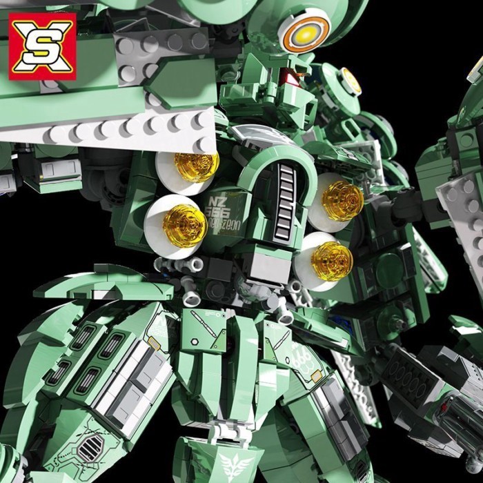 Kshatriya Lớn Tiêu Xanh Sắt Máu Mecha Chiến Binh NZ-666 Độ Khó Cao Sáng Tạo Mô Hình Lắp Ráp Khối