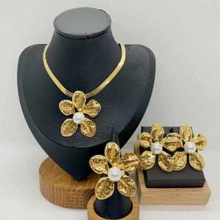 Trang Sức Bộ 3 Mảnh Steel Titan Thời Trang Châu Âu Mỹ, Ngọt Ngào Với Ngọc Trai