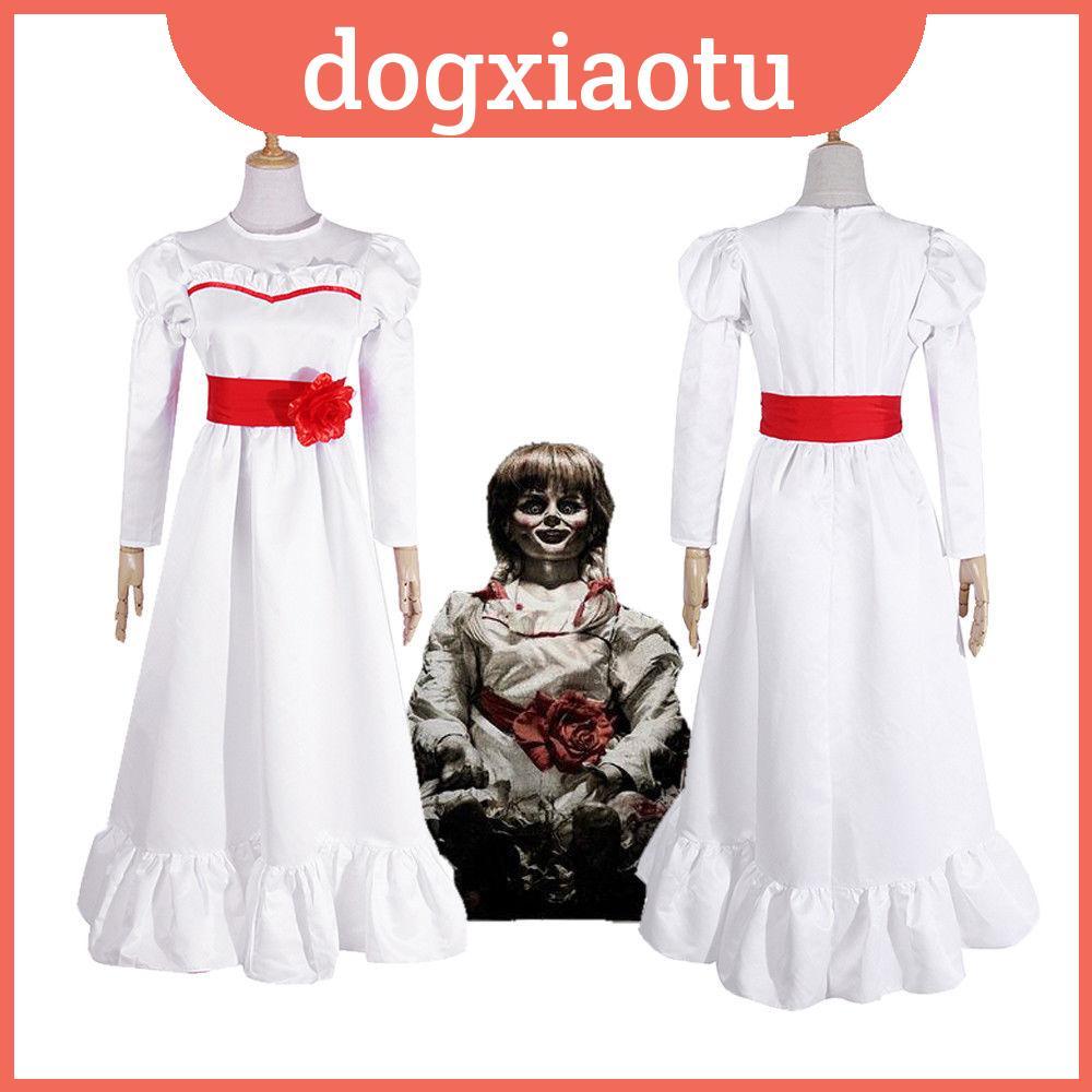 Whimsical Annabelle Kinh Dị Búp Bê Trắng Váy Đẹp Lạ Mắt Sự Kiện Cho Halloween