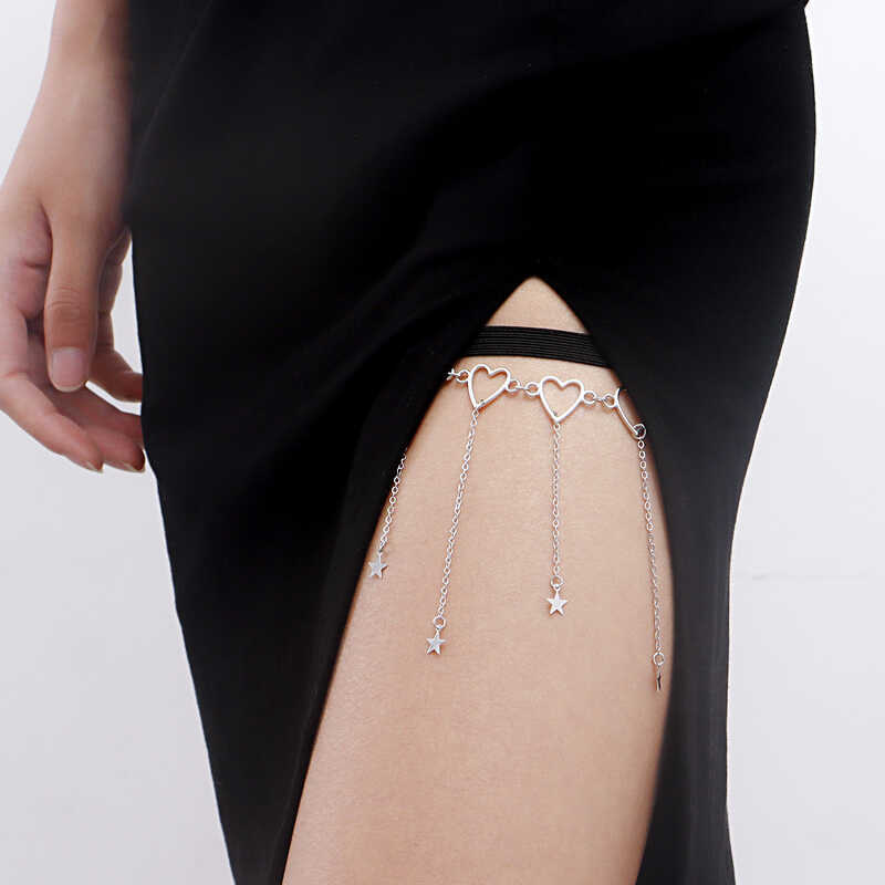 Chuỗi xích ankle bracelet kim loại hình ngôi sao, tua rua - Phong cách châu Âu, co giãn thoải mái