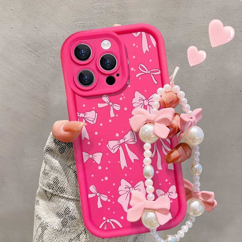 Ốp Điện Thoại Vòng Tay Hạt Nơ Màu Hồng Cho Samsung Galaxy S21 Ultra S22 Ultra S24 Ultra S24 Plus S30