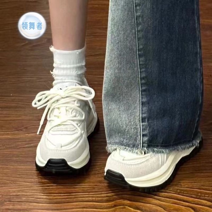 Lead Dancer Spring And Autumn Lightweight Forrest Shoes Thick-soled All-match Running Shoes White S