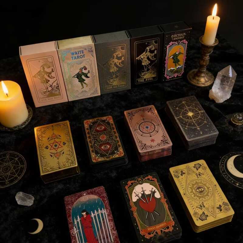 Chính Hãng Retro Lá Vàng Witt Tarot Thẻ Cà Rốt Tarot In Màu Tarot Thẻ Tarot PVC Chống Thấm Nước Taro