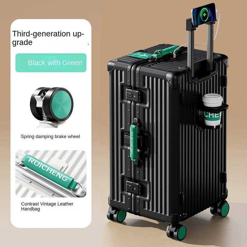 Vali du lịch 28/30/32 inch, dung tích lớn, mới, chắc chắn và bền bỉ, khung nhôm PC dày dặn, vali kéo