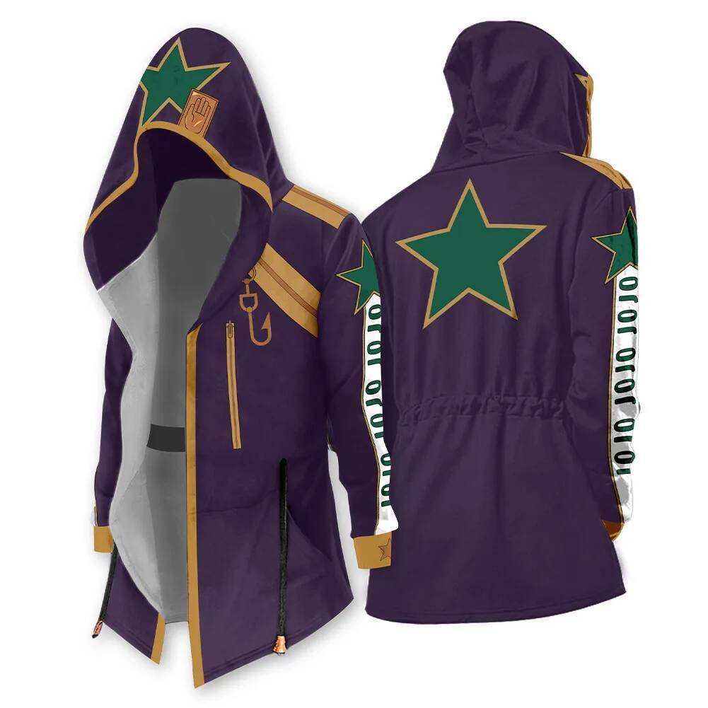 Anime Kỳ Dị Phiêu Lưu Đá Đại Dương Kujo Jotaro Cosplay Áo Khoác Áo Khoác Dài Dây Rút Áo