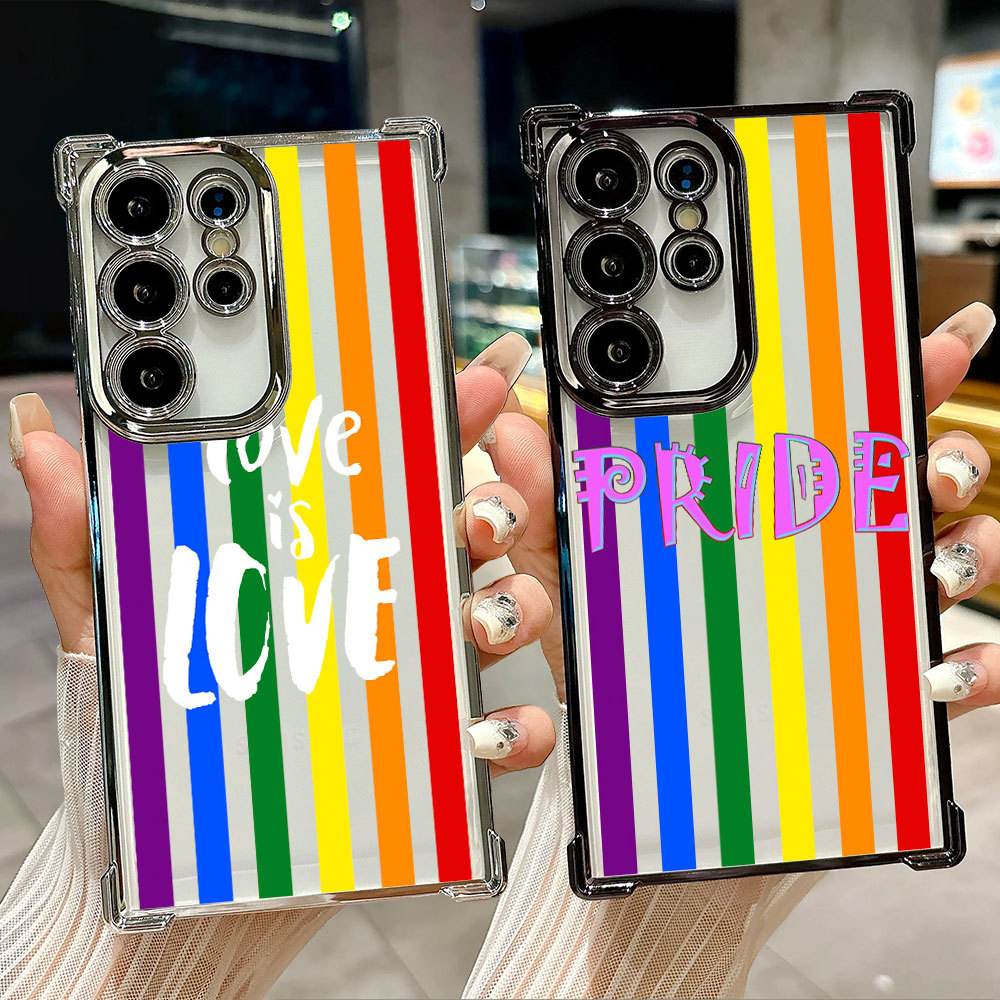 LGBT Rainbow Love is Love Pride Flag Silicone Soft Case cho Samsung S26 Ultra A57 A37 S25 FE S24 Plu