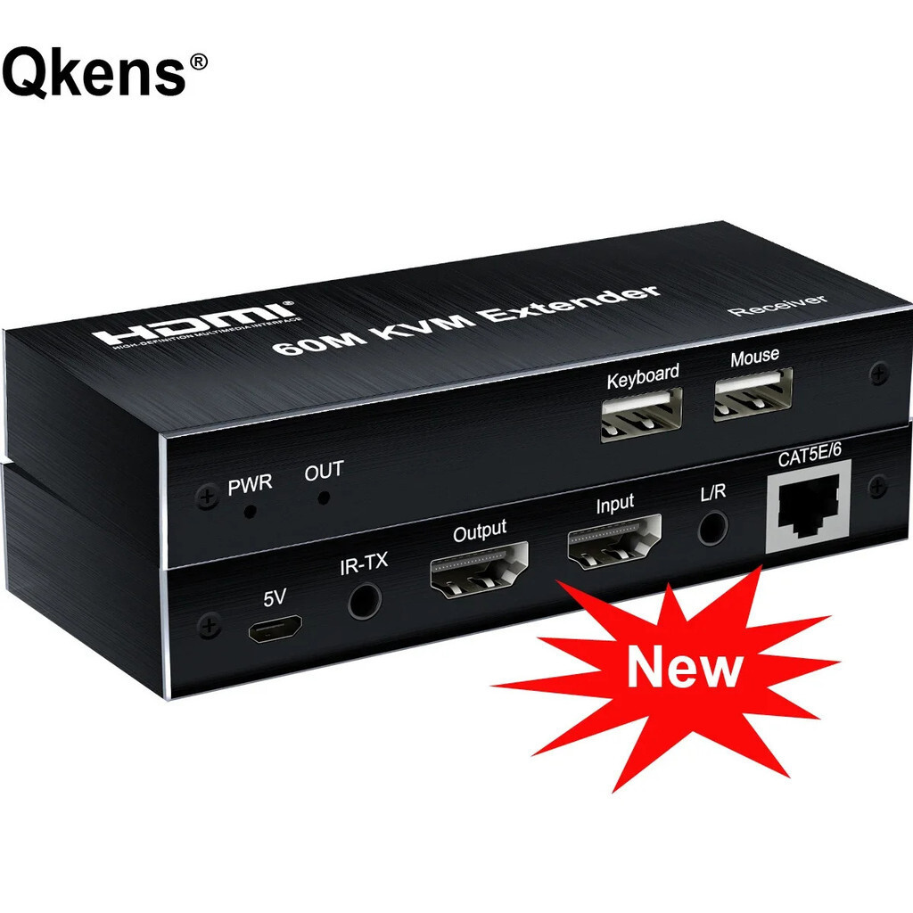 Bộ mở rộng HDMI KVM 60M qua Cat5e / 6 Rj45 Cáp Ethernet HDMI KVM Switch Hỗ trợ bàn phím chuột USB Mở