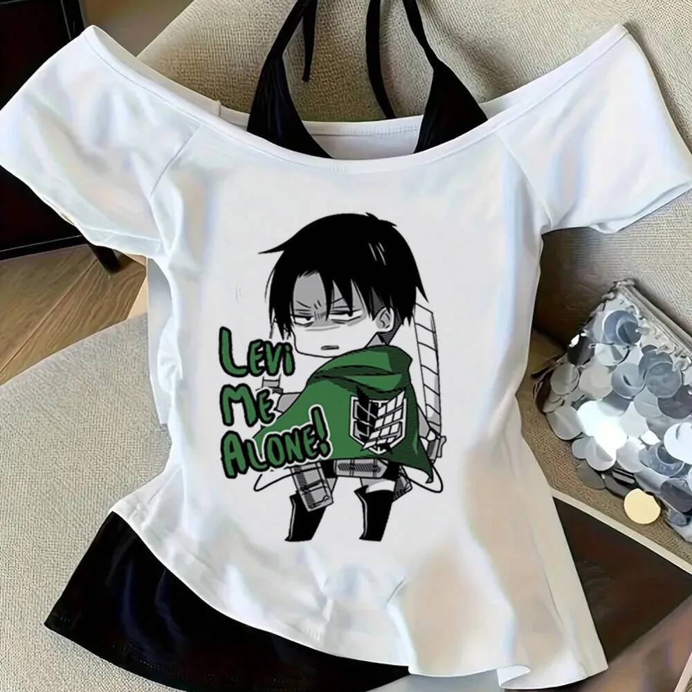 Attack on Titan crop top teen đồ họa ngộ nghĩnh gyaru dollette gothic áo thun gyaru baddie manga