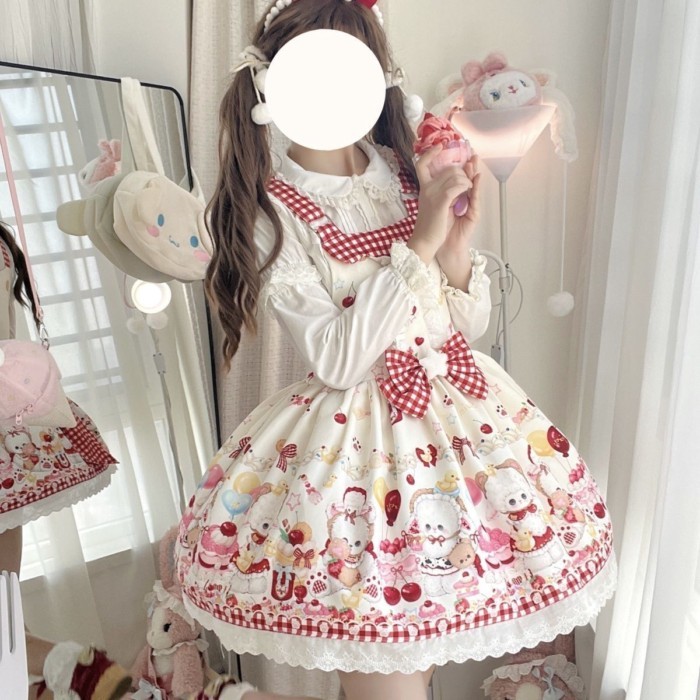 váy lolita jsk dây lolita phong cách mùa xuân đa năng hàng ngày