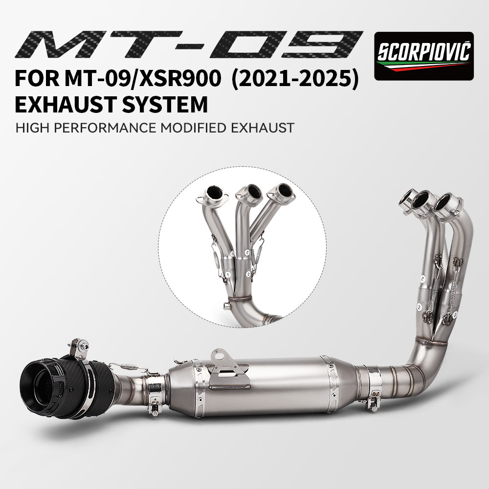 Dành cho MT09 YZF-R9 MT-09 2021-2025 Moto ống xả vị trí thấp sửa đổi toàn bộ hệ thống, Bộ giảm thanh
