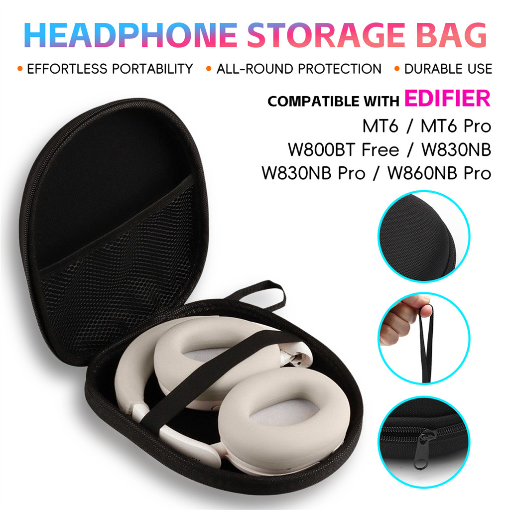 EDIFIER Tương thích với EDIFER W800BT Free W830NB W860NB MT6 Pro Hộp đựng tai nghe màu đen có túi lư