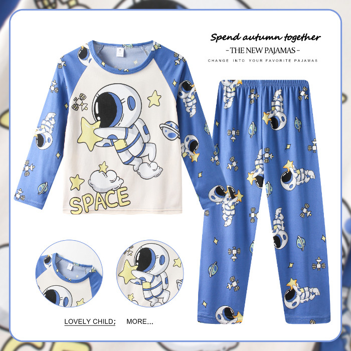 Flash Sale Baby Clothes Kawaii Children Long Sleeve Boy's or Girls' Round-Neck Doraemon Pajamas for 