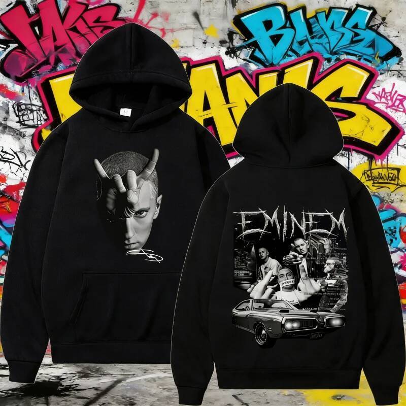 Thu Đông 2025 Rapper Eminem Slim Shady Nam Hip Hop Vintage Áo Chui Đầu Unisex Cotton Nguyên Chất In 