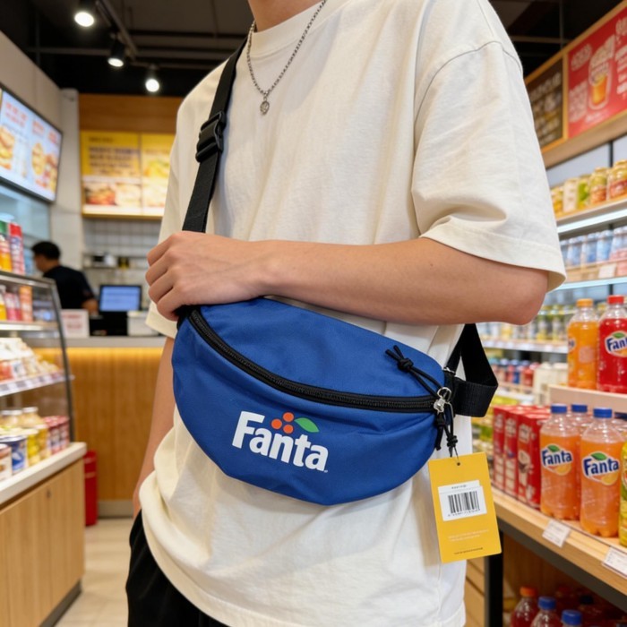 Túi đeo thắt lưng đồng thương hiệu Fanta Fanta, túi đeo chéo thể thao phong cách retro, túi đeo trư