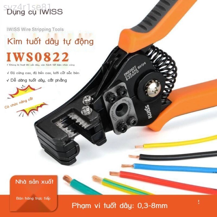 (Mới về) Kìm tự động hoàn toàn Weishi Tools, dụng cụ cáp, dây IWS0822, kìm tích hợp chức năng tuốt