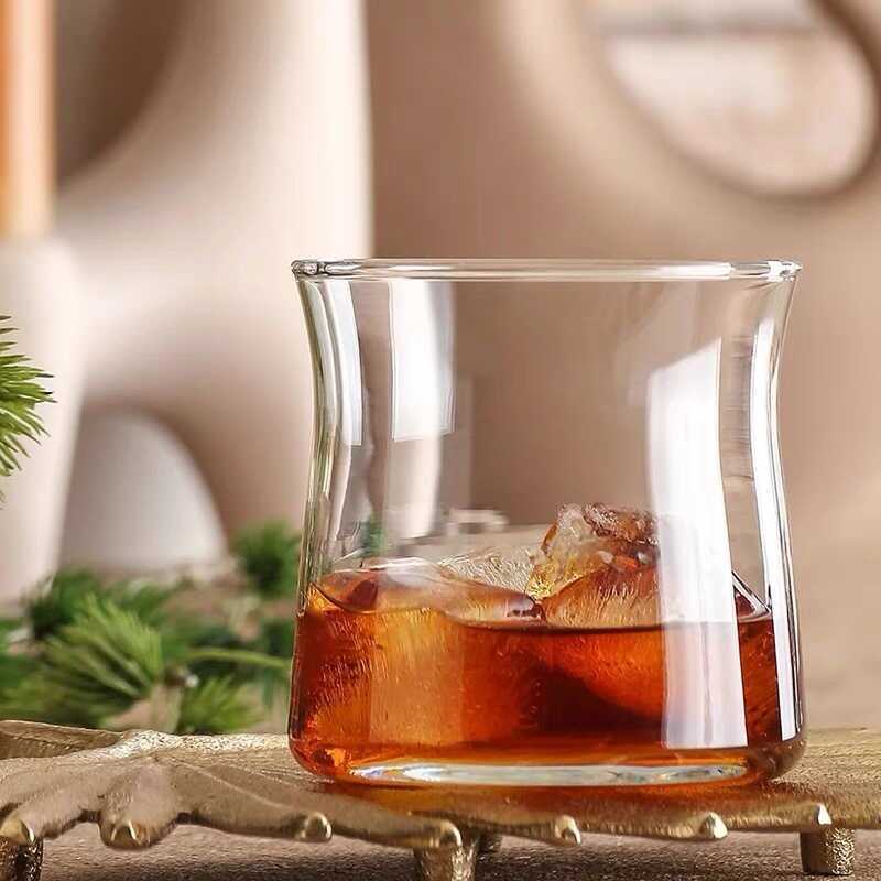 Ins Cafe Mocha Frozen Latte Glass Ice American Cold Brew Latte Drink Juice Cup