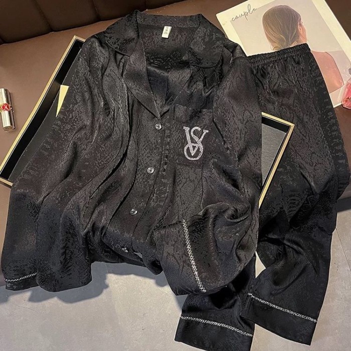 Victoria's Secret - Bộ Đồ Ngủ Thời Trang Cho Xuân Thu Với Thiết Kế Độc Đáo Kim Cương Và Vải Ice Silk