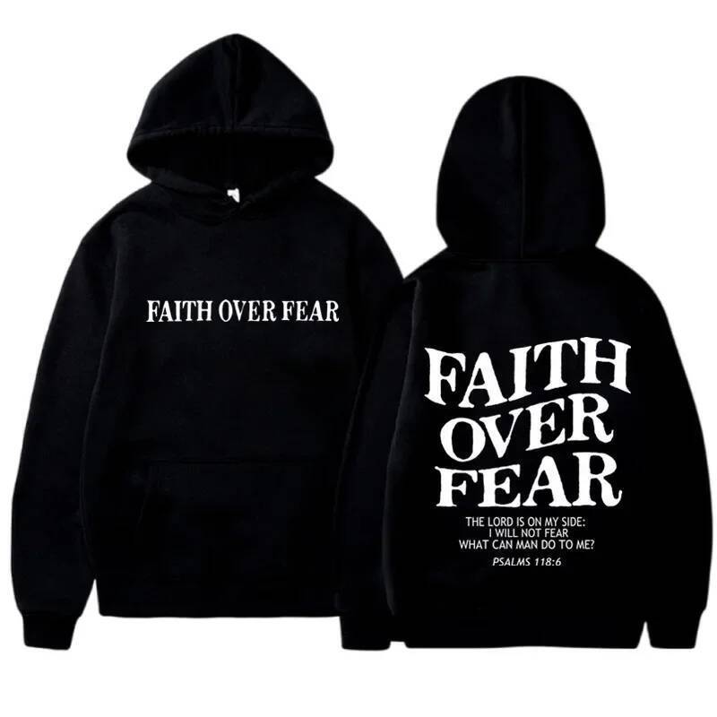 FAITH OVER FEAR - Áo Khoác hoodie nam nữ, style Y2K Hip Hop